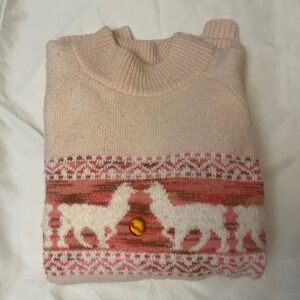 Anthropologie Aimee Alpaca llama Pom sweat XS